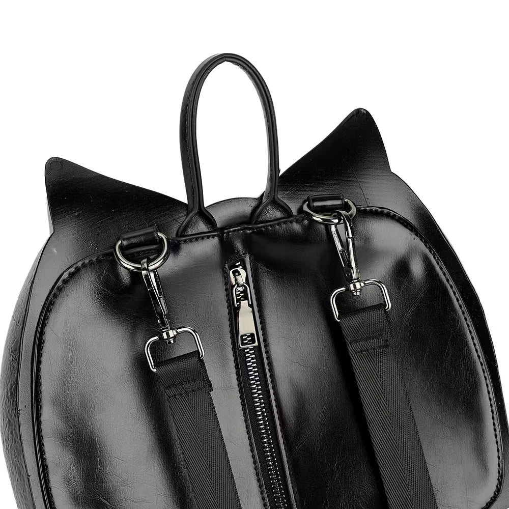 Women's Fashionable Chest Bag Large Capacity Zipper Back Pocket Original Leather Gothic Style Dark Bat Shaped Chest Bag