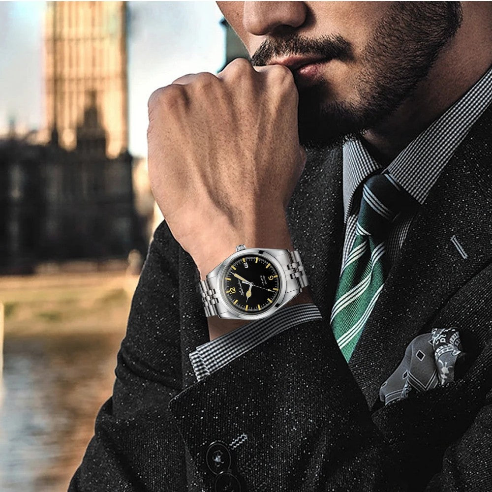 Orologio Automatico da Uomo ADDIESDIVE, Stile Business Casual, con Cinturino in Acciaio