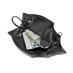 Women's Fashionable Chest Bag Large Capacity Zipper Back Pocket Original Leather Gothic Style Dark Bat Shaped Chest Bag