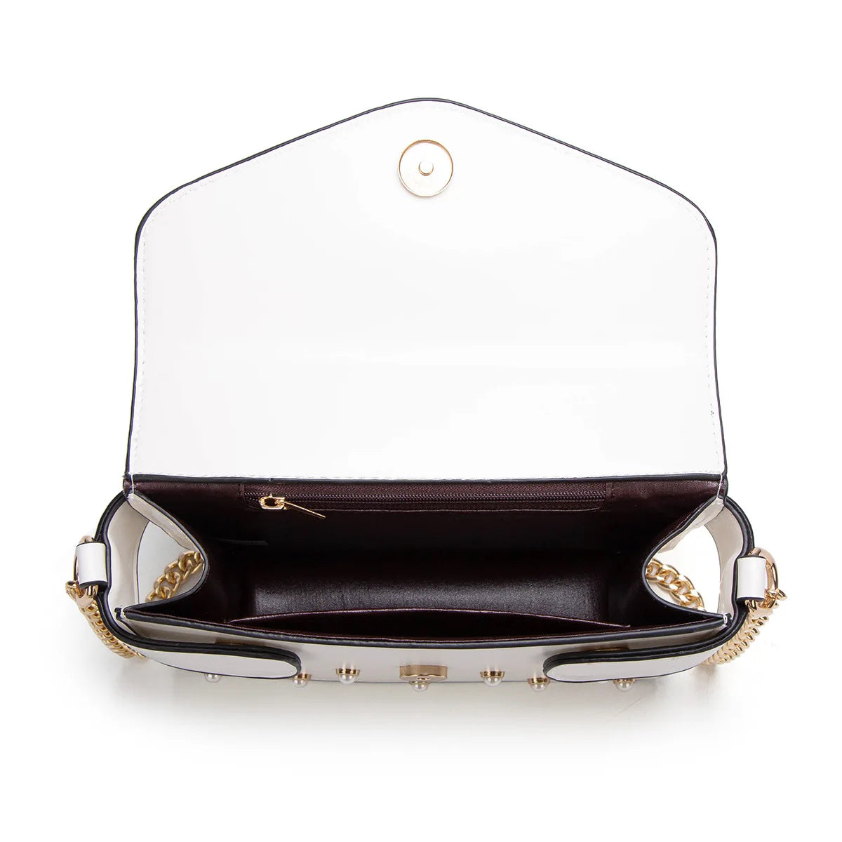 Women's Pearl Shoulder Crossbody Small Handbag Large Capacity PU Leather Shoulder Bag Women Square Clutch Handbag