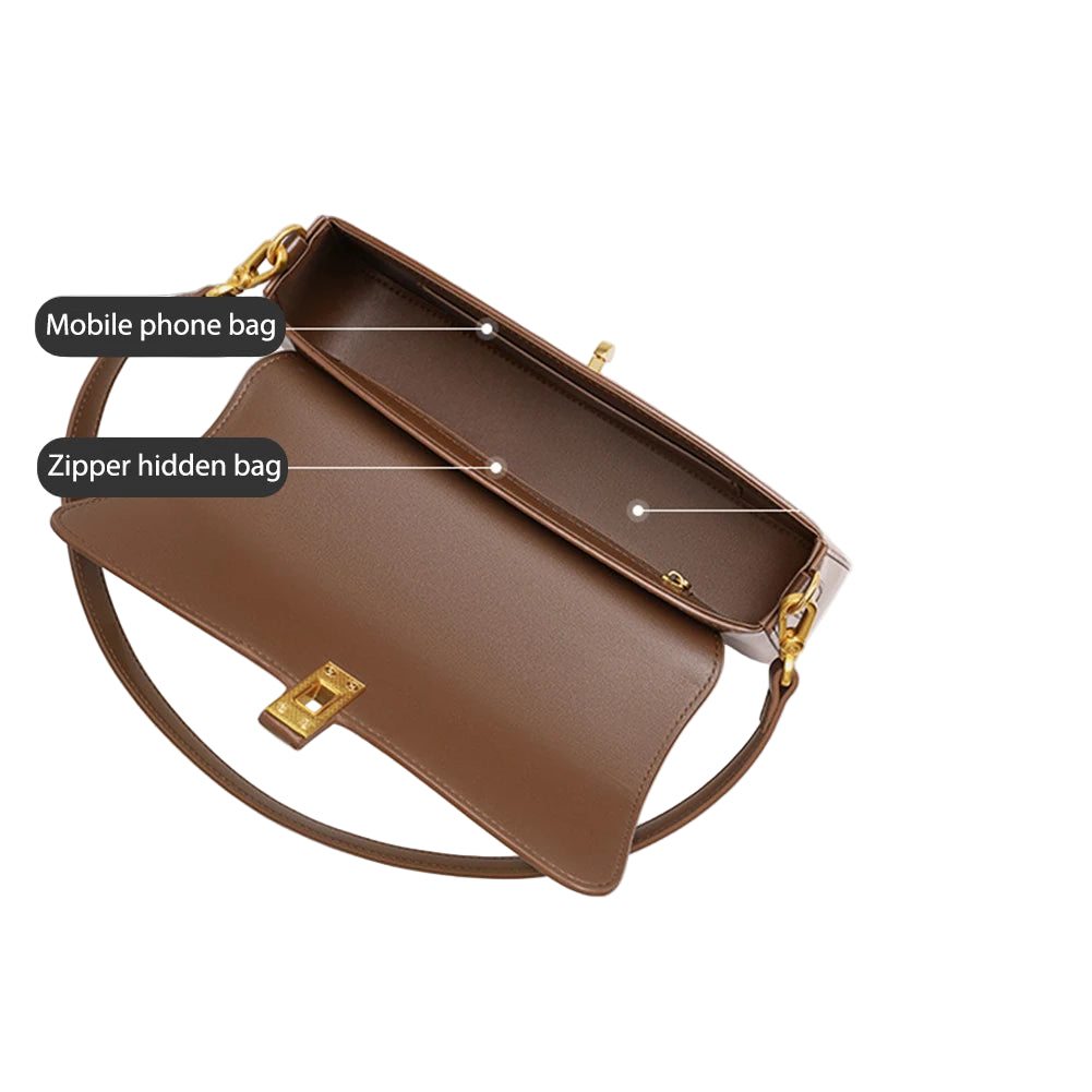 Dames schoudertas originele leren grote capaciteit crossbody tas geavanceerde textuur Wild Baguette oksel damestas