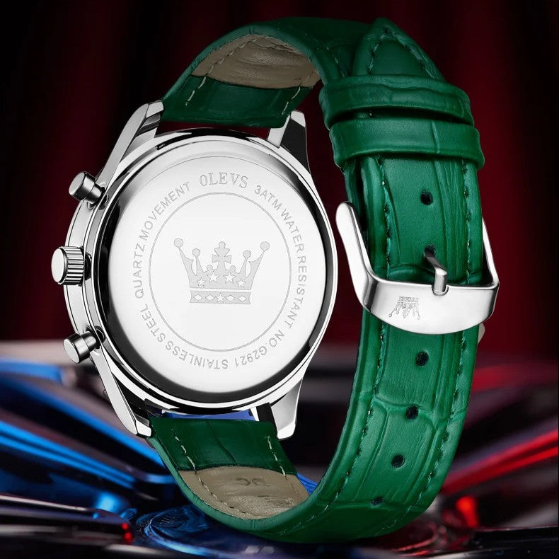 OLVES Men's Busines Casual Leather Strap Watch - Acquisti Online