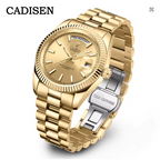 Men Automatic Movement Gold Color Steel Band Waterproof Watch - Acquisti Online