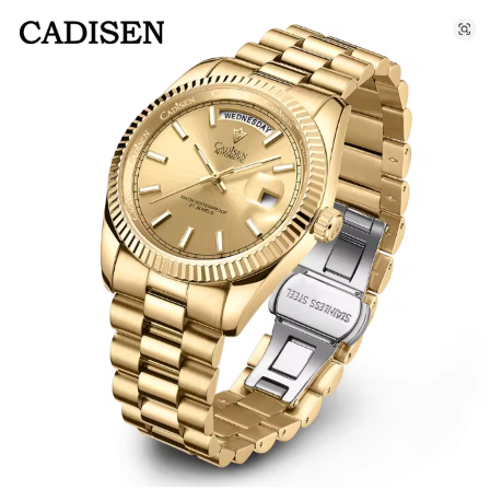 Men Automatic Movement Gold Color Steel Band Waterproof Watch - Acquisti Online