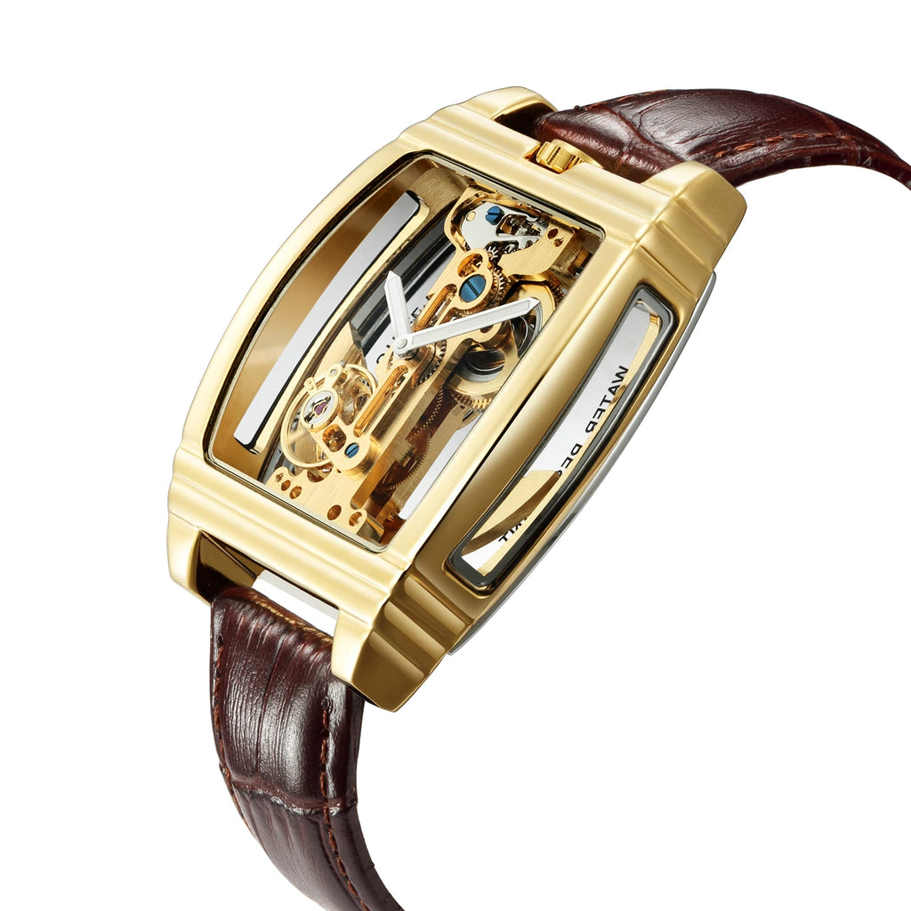 SHENHUA Men Barrel Shaped Double Sided Hollow Automatic Watch - Acquisti Online