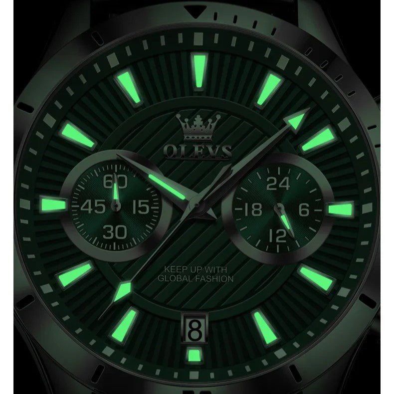 OLVES Men's Busines Casual Leather Strap Watch - Acquisti Online