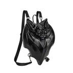 Women's Fashionable Chest Bag Large Capacity Zipper Back Pocket Original Leather Gothic Style Dark Bat Shaped Chest Bag