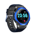 A black smartwatch with a silicone strap, displaying a call interface on its screen, indicating a missed call from 'Mom'.