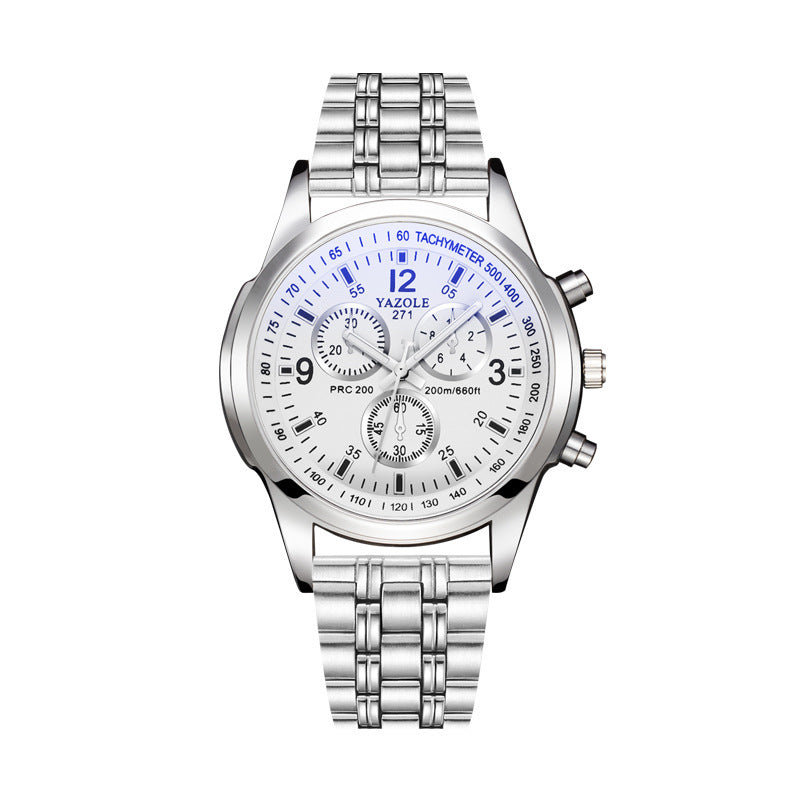 Yazole Men's Business Watch Blu-ray Quartz Movement Watch Stainless Steel Waterproof Man Watch