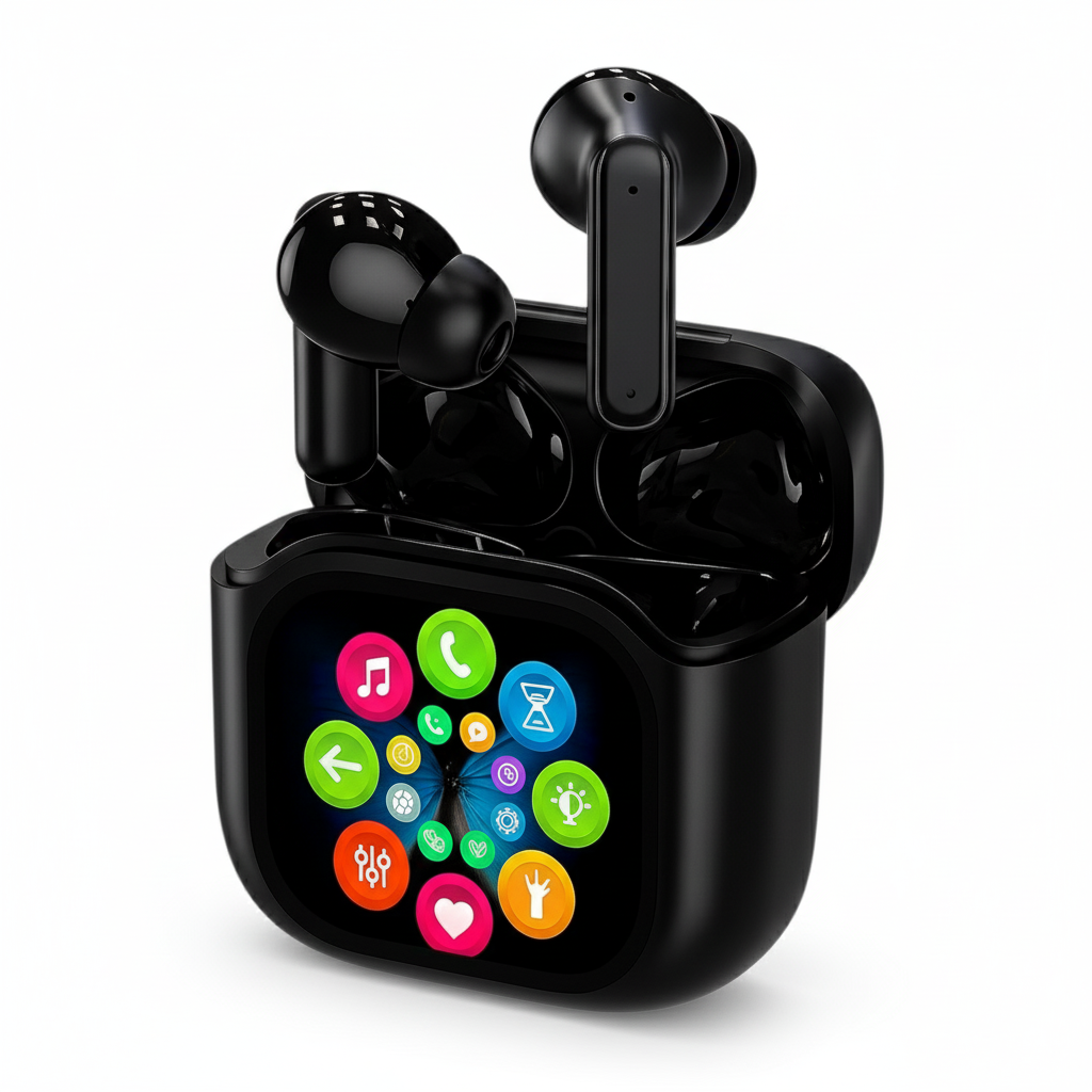 Wireless Headphone Bluetooth Touch Screen Display Multi Function Mode ENC Function BT 5.3 Noise Cancelling Earphone