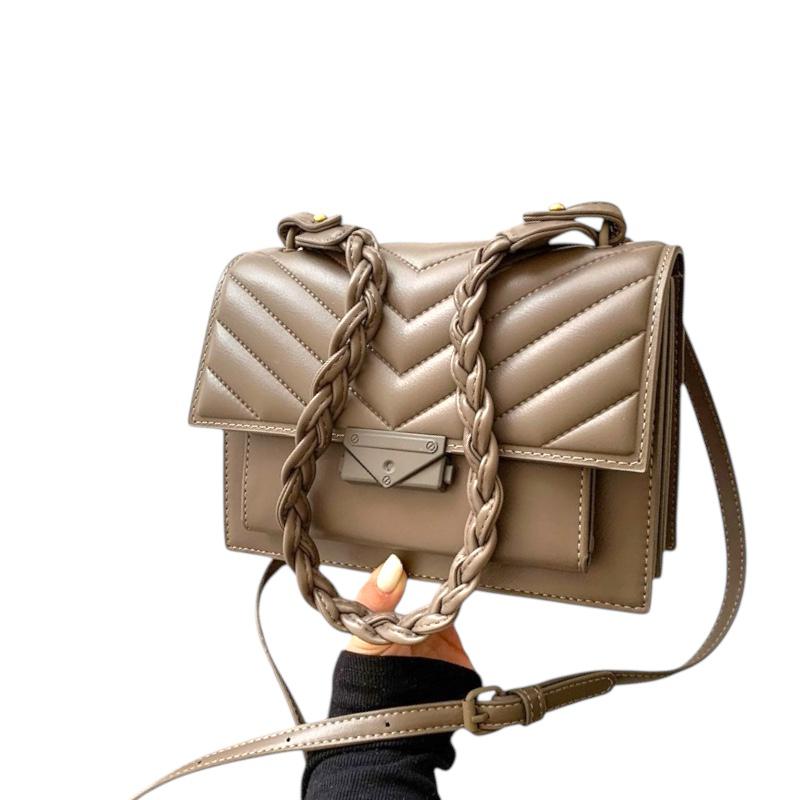 Women's Vintage One Shoulder Underarm Bag Fashion Lock Small Square Bag