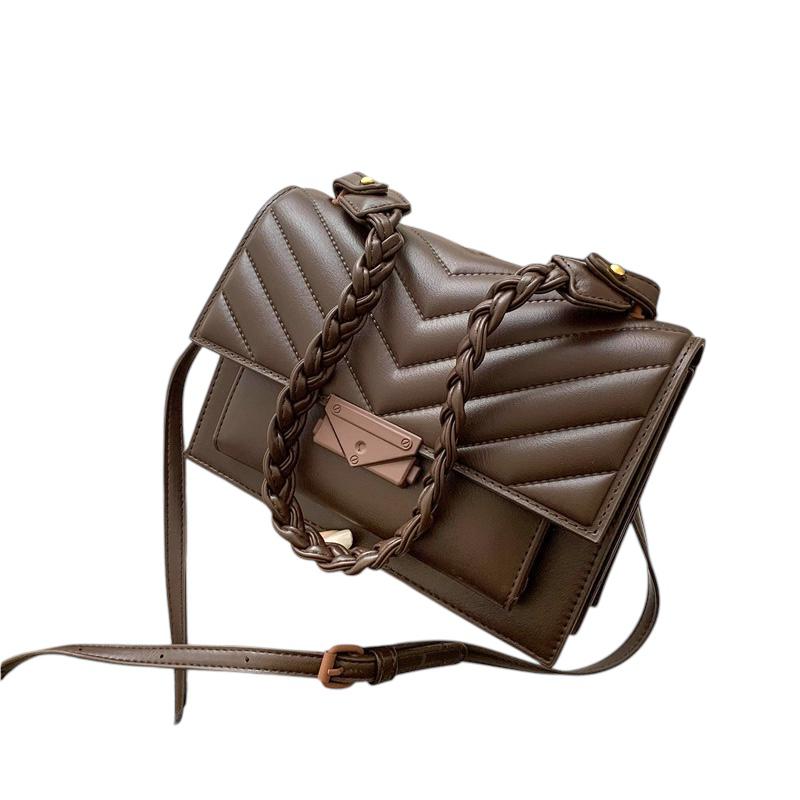 Women's Vintage One Shoulder Underarm Bag Fashion Lock Small Square Bag
