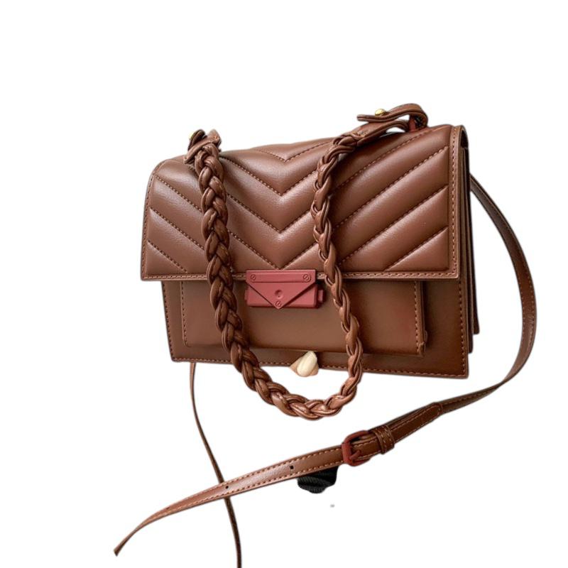 Women's Vintage One Shoulder Underarm Bag Fashion Lock Small Square Bag