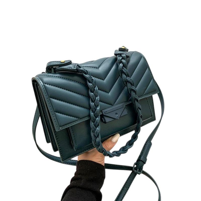 Women's Vintage One Shoulder Underarm Bag Fashion Lock Small Square Bag