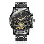 OLEVS Automatic Mechanical Watch for Men Weekly Calendar Skeleton Hollow Stainless Steel Wristwatch Classic Business Men's Watche