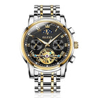 OLEVS Automatic Mechanical Watch for Men Weekly Calendar Skeleton Hollow Stainless Steel Wristwatch Classic Business Men's Watche
