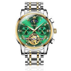 OLEVS Automatic Mechanical Watch for Men Weekly Calendar Skeleton Hollow Stainless Steel Wristwatch Classic Business Men's Watche