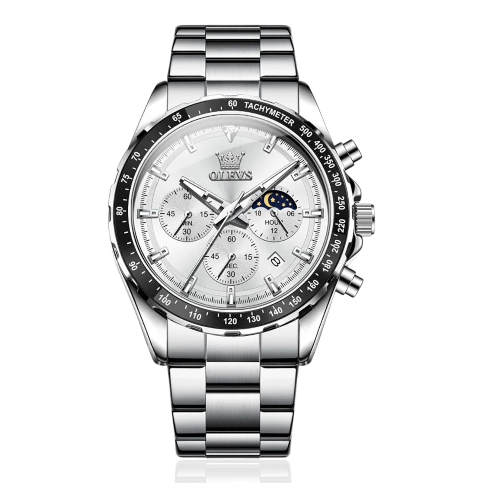 Orologio da uomo Olevs 2945, cronografo luminoso con fasi lunari, marchio di lusso, orologio da uomo alla moda, serie subacquea