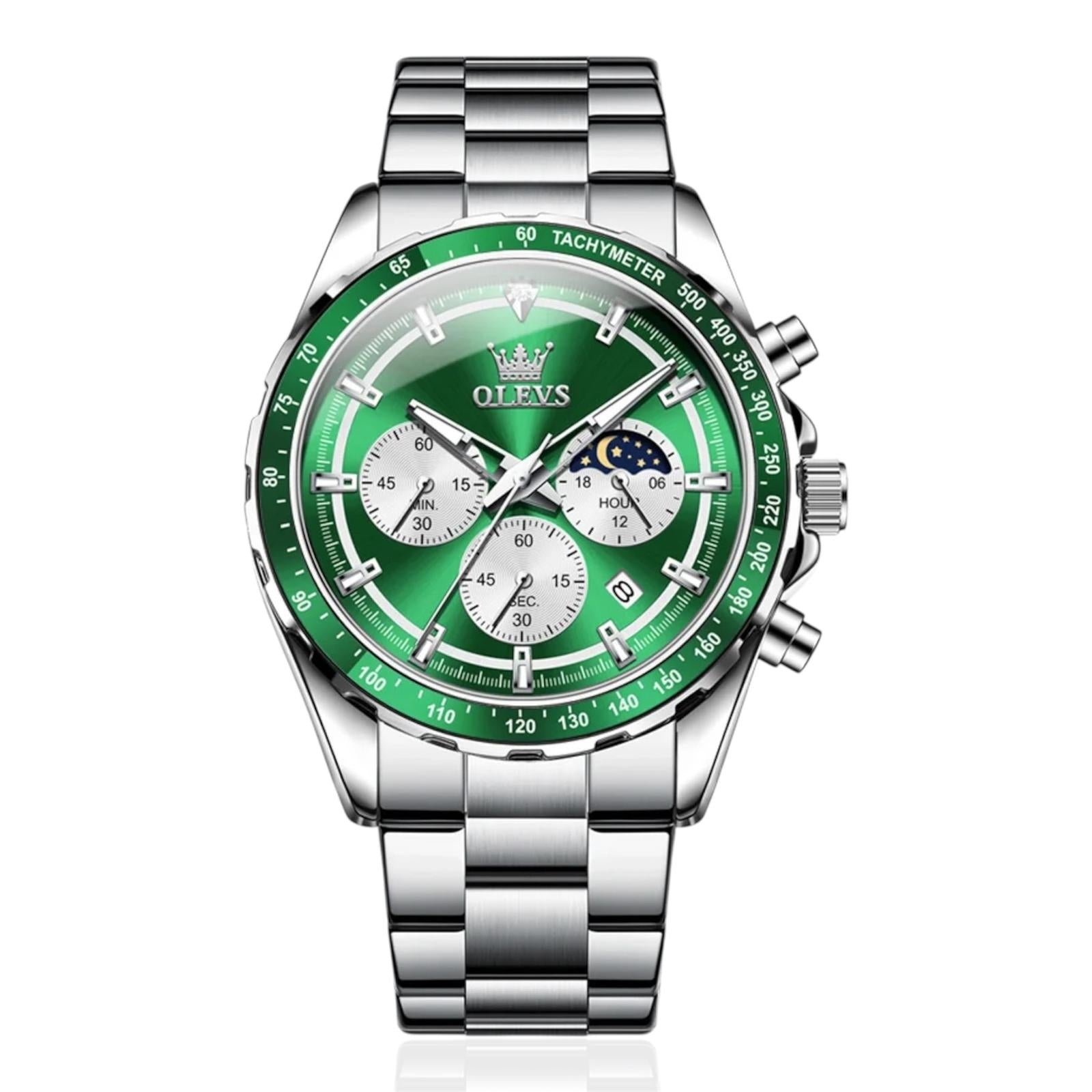 Orologio da uomo Olevs 2945, cronografo luminoso con fasi lunari, marchio di lusso, orologio da uomo alla moda, serie subacquea