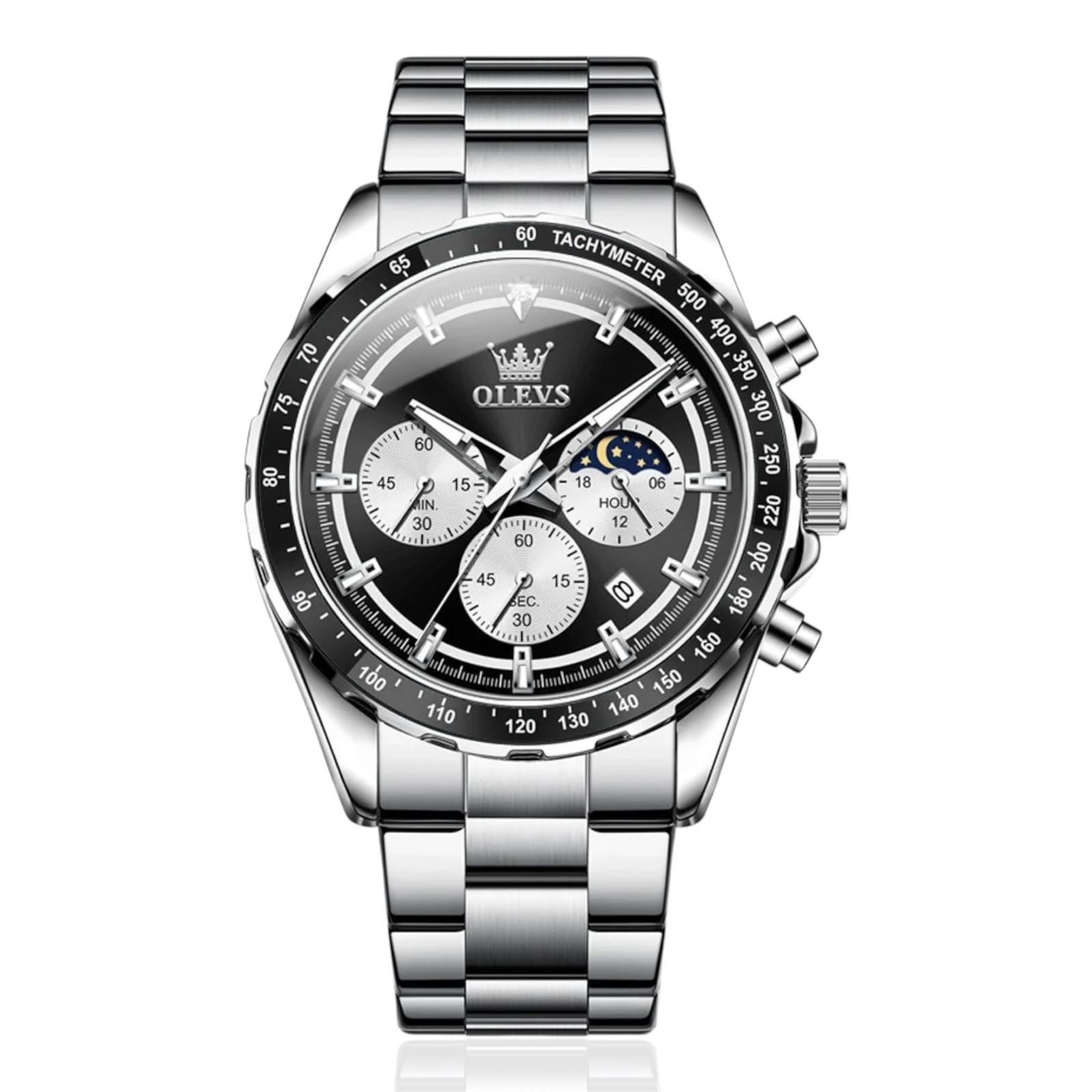 Orologio da uomo Olevs 2945, cronografo luminoso con fasi lunari, marchio di lusso, orologio da uomo alla moda, serie subacquea