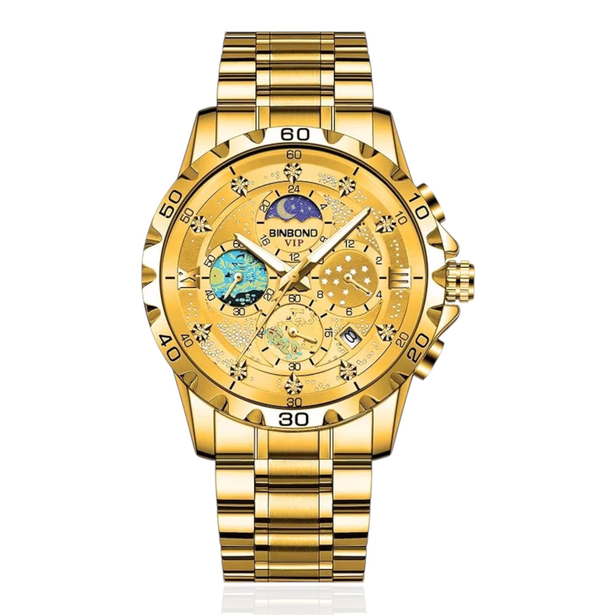 BINBOND Men's Quartz Watches Waterproof Date Luminous Small Three Pin Fashion Business Men's Watches