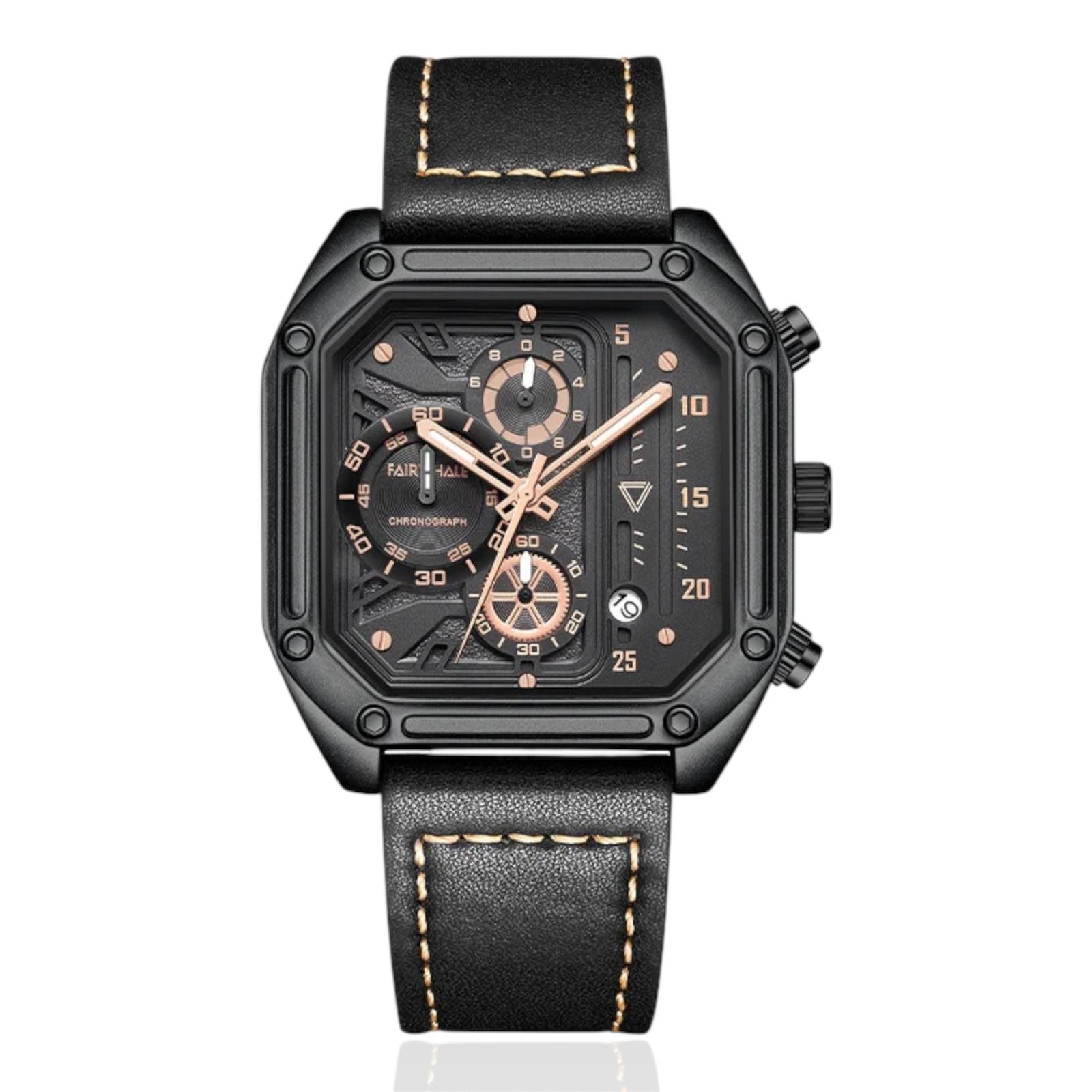 Men's Square Multifunctional Watch with Quartz Movement Square Quartz Watch Waterproof with luminous watch