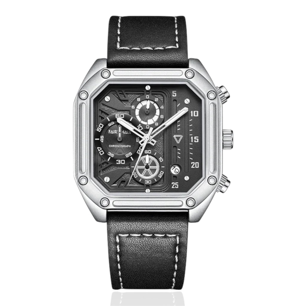 Men's Square Multifunctional Watch with Quartz Movement Square Quartz Watch Waterproof with luminous watch
