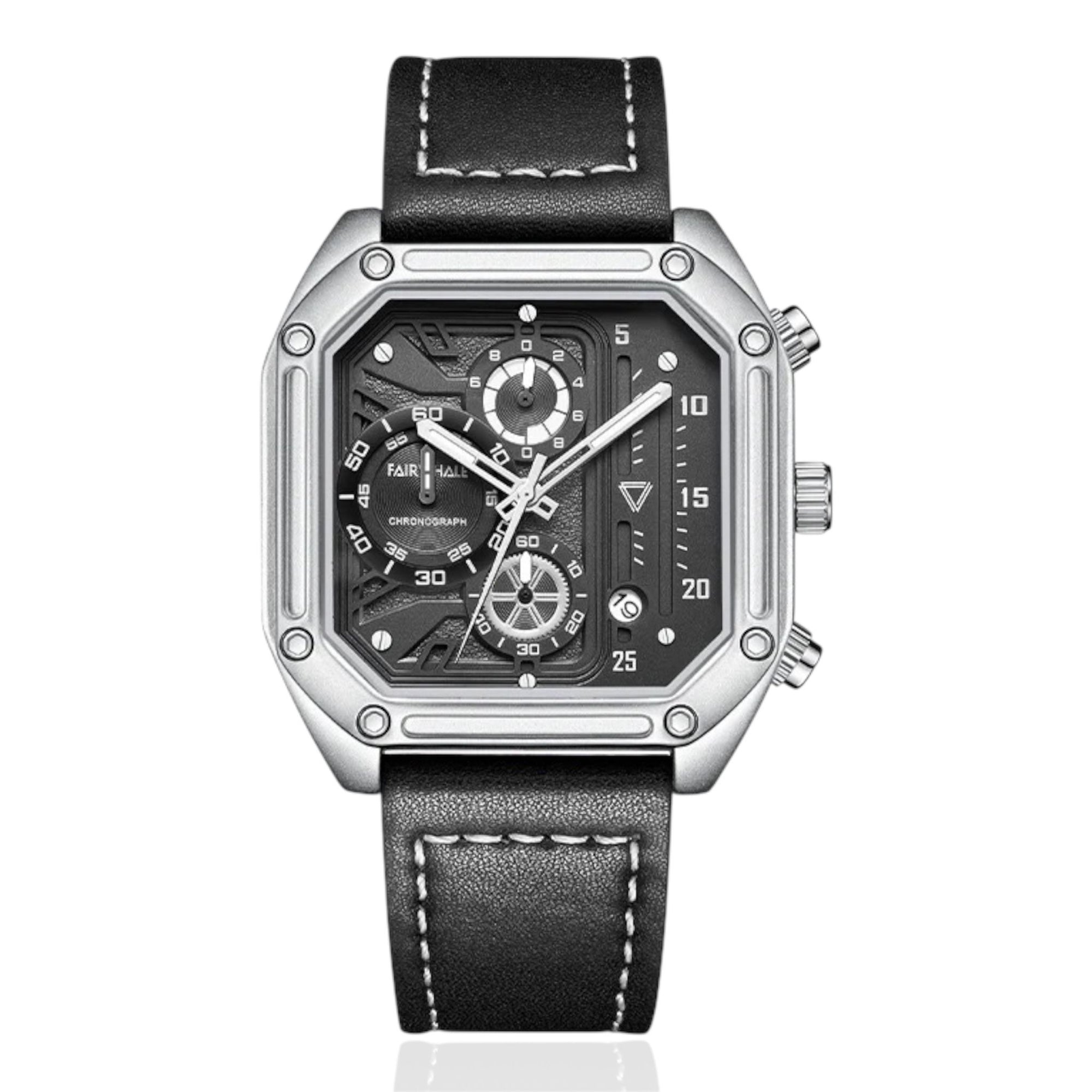 Men's Square Multifunctional Watch with Quartz Movement Square Quartz Watch Waterproof with luminous watch