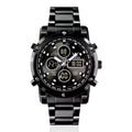 OLEVS Nuovo orologio da uomo con doppio display, sportivo, impermeabile, al quarzo, elettronico, luminoso, con cinturino in acciaio.