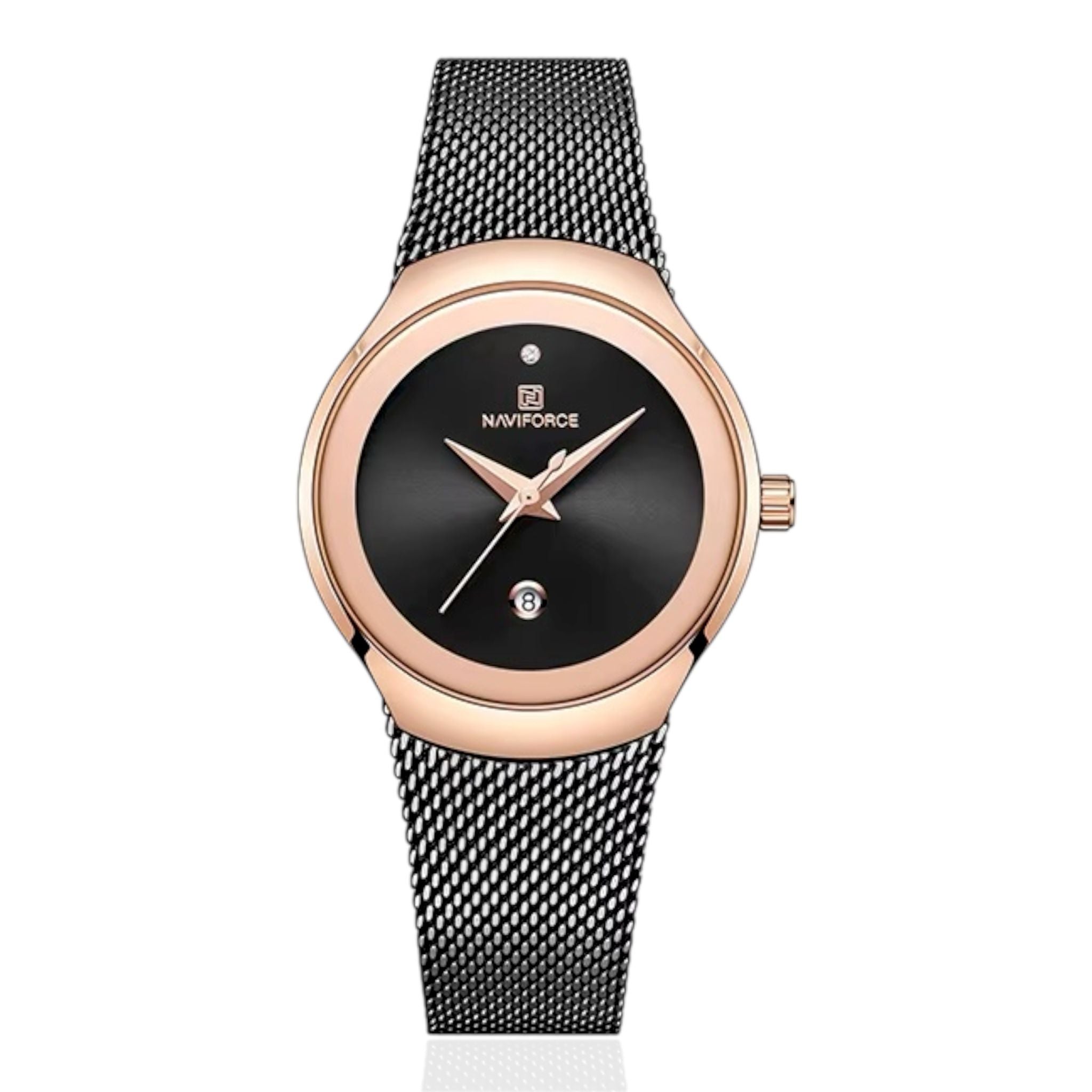 NAVIFORCE Dameshorloge Luxe Merk Mode Casual Dames Quartz Polshorloge Roestvrijstalen Mesh Band Horloge