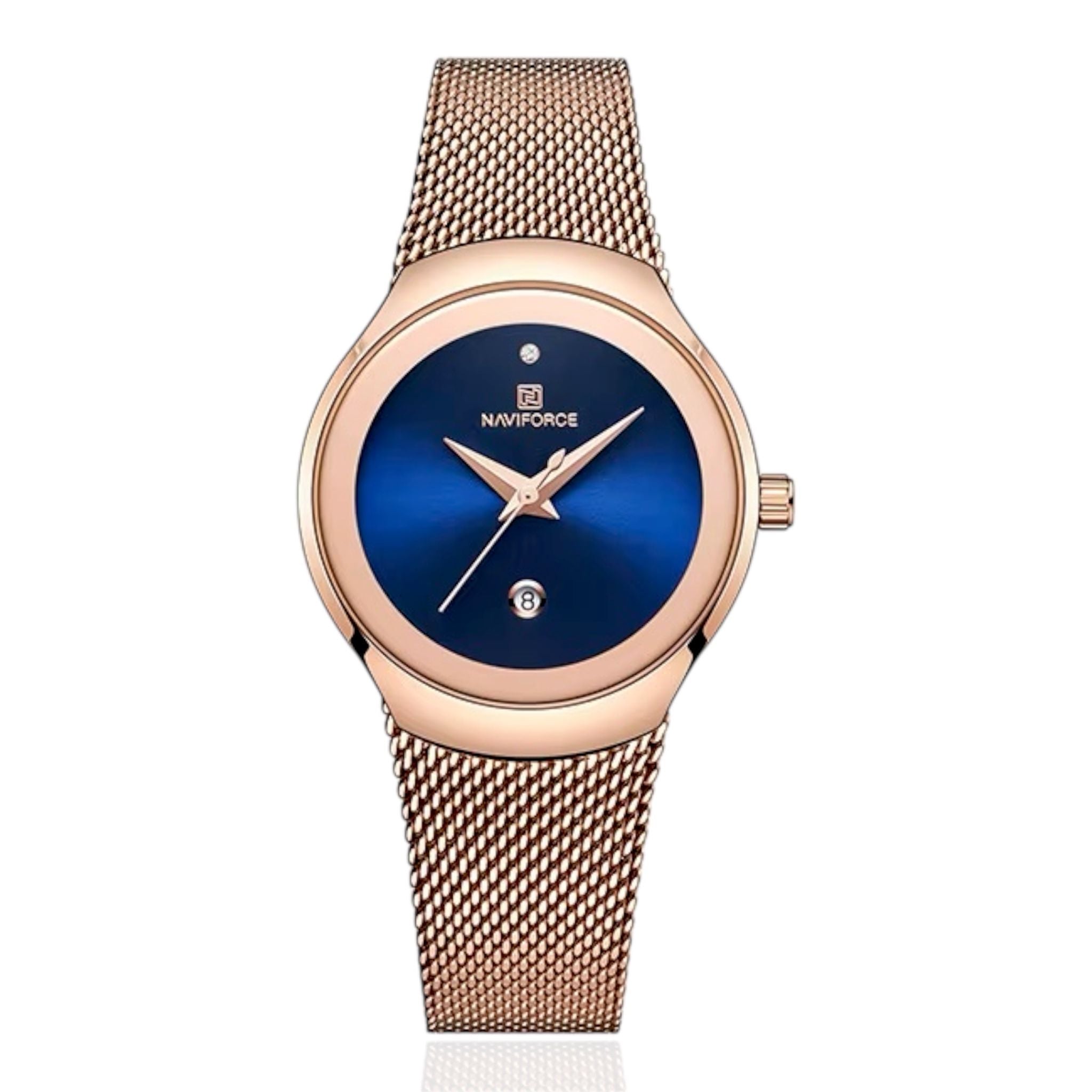 NAVIFORCE Dameshorloge Luxe Merk Mode Casual Dames Quartz Polshorloge Roestvrijstalen Mesh Band Horloge