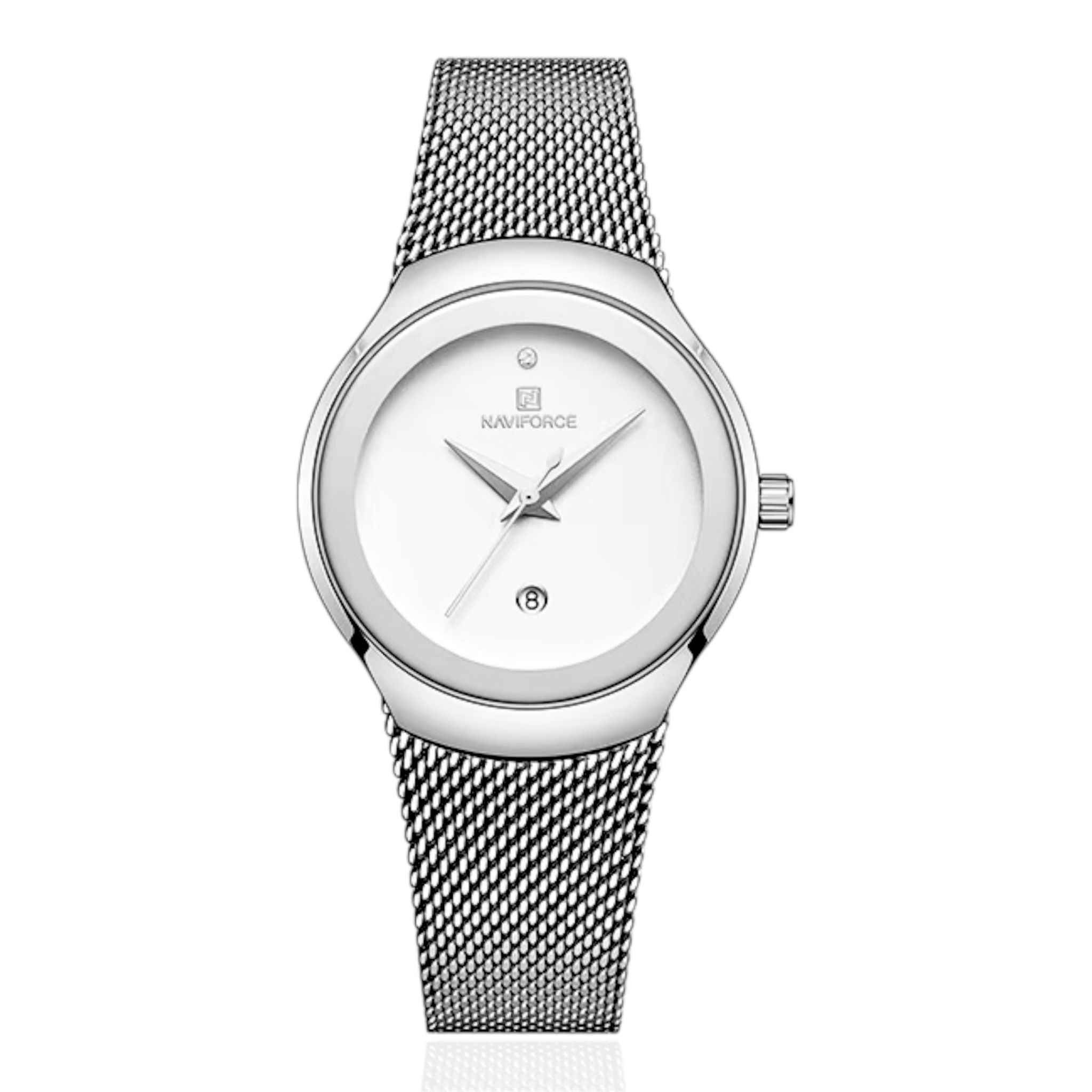NAVIFORCE Dameshorloge Luxe Merk Mode Casual Dames Quartz Polshorloge Roestvrijstalen Mesh Band Horloge