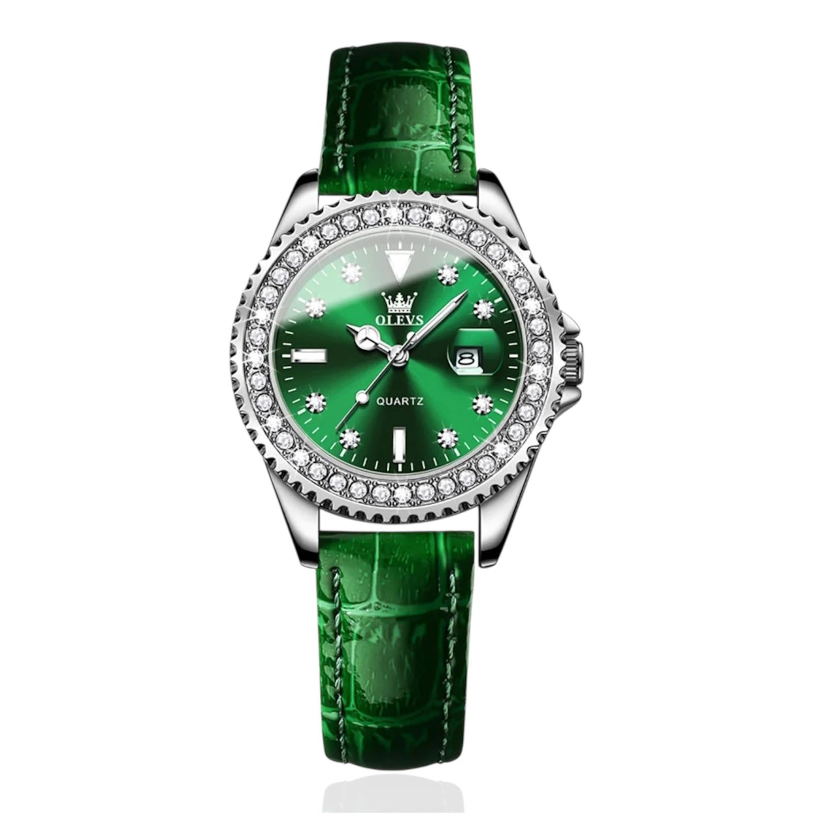 OLEVS Dames Diamant Quartz Horloge Analoog Roestvrij Staal Tweekleurig Waterdicht Lichtgevend Dames Polshorloge