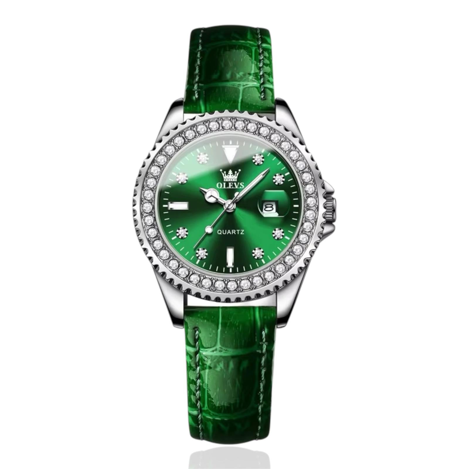 OLEVS Dames Diamant Quartz Horloge Analoog Roestvrij Staal Tweekleurig Waterdicht Lichtgevend Dames Polshorloge