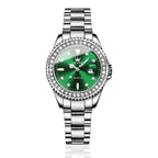 OLEVS  Women Diamond Quartz Watch Analog Stainless Steel Two Tone Waterproof Luminous Women WristWatch