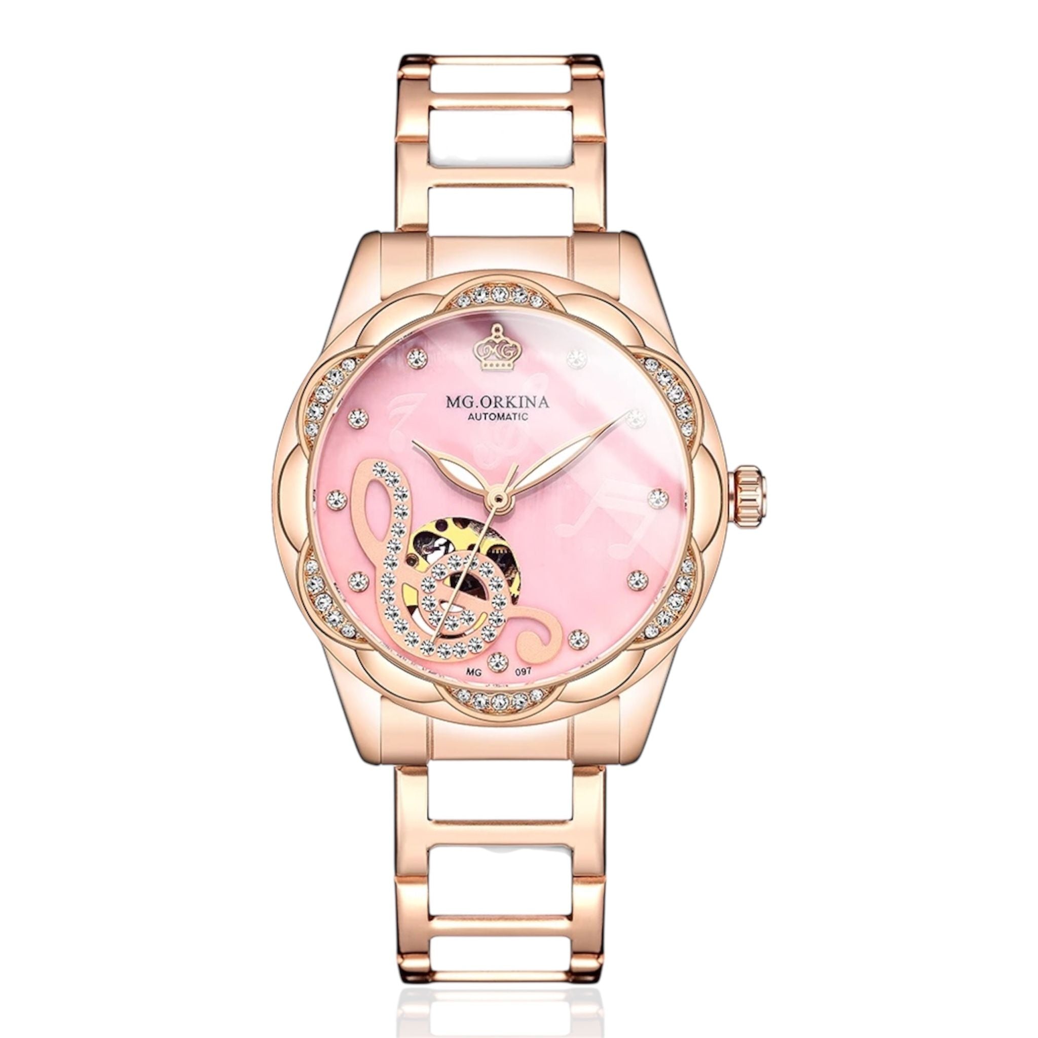 Mode Luxe Dames Automatisch Mechanisch Horloge Dameshorloges Strass Gemaakt Keramiek Roestvrij Staal Automatisch Opwindend Polshorloge