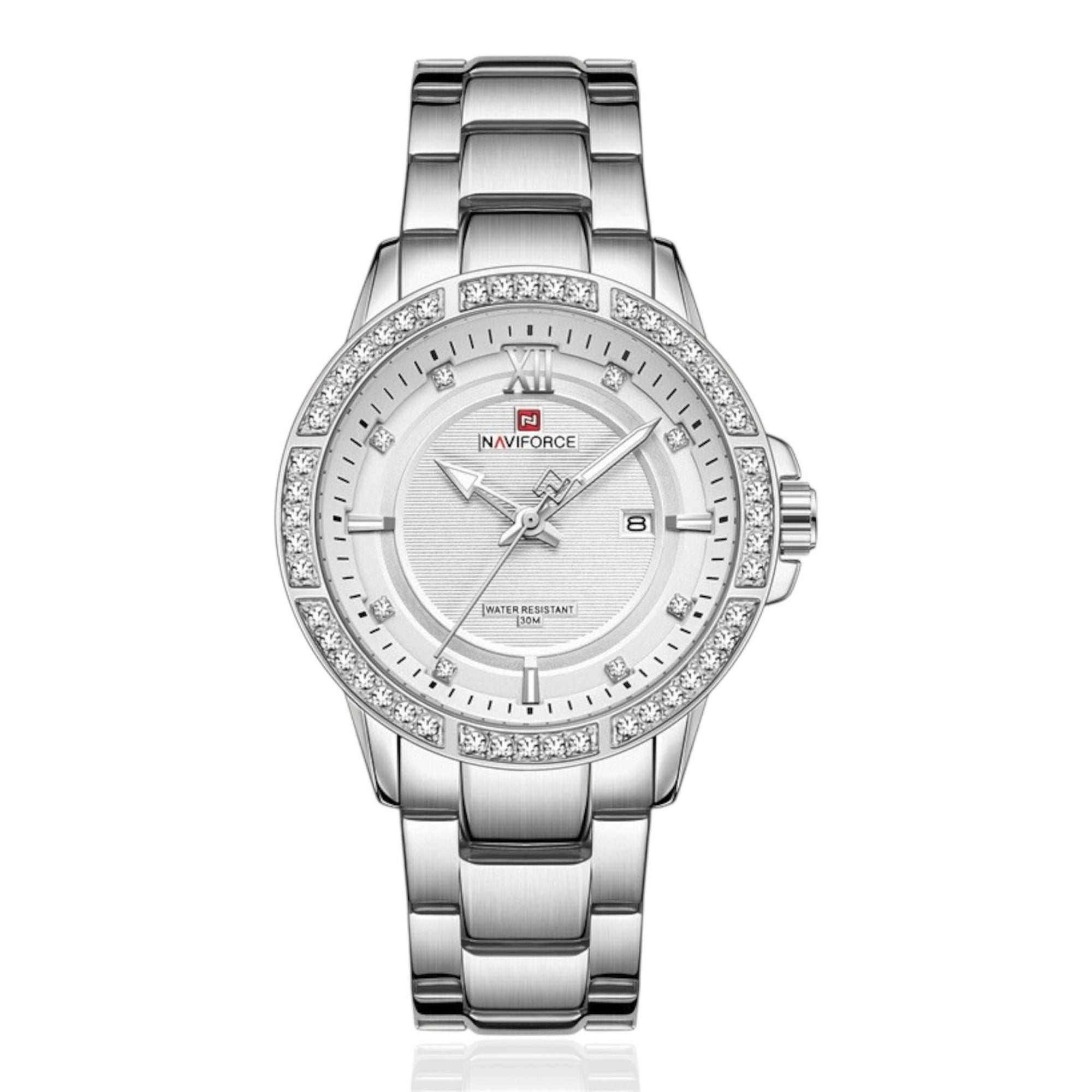 NAVIFORCE 9187 Brand Women Stainless Steel Quartz High Quality Movement Hours Clock Luxury Women Watch