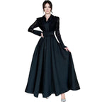 Women's Fashionable White Front Chest Flower Beads Lace Yarn French Style Retro Long Sleeve Fashion Slim Women's Dress