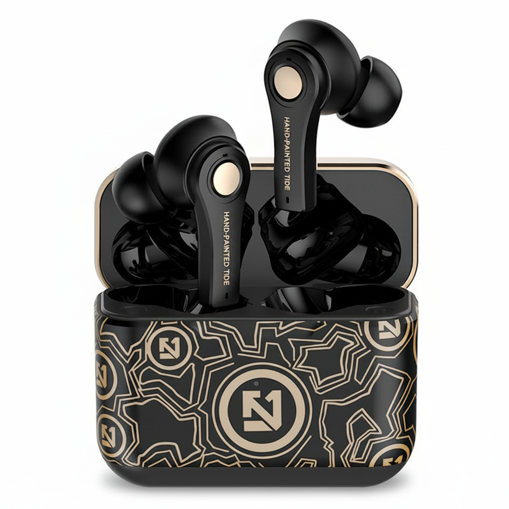 TS-100 HiFi Stereo Bass In-Ear Headphone Wireless 5.0 TWS Graffiti Earbuds LED Battery Indicator Wireless Headphone