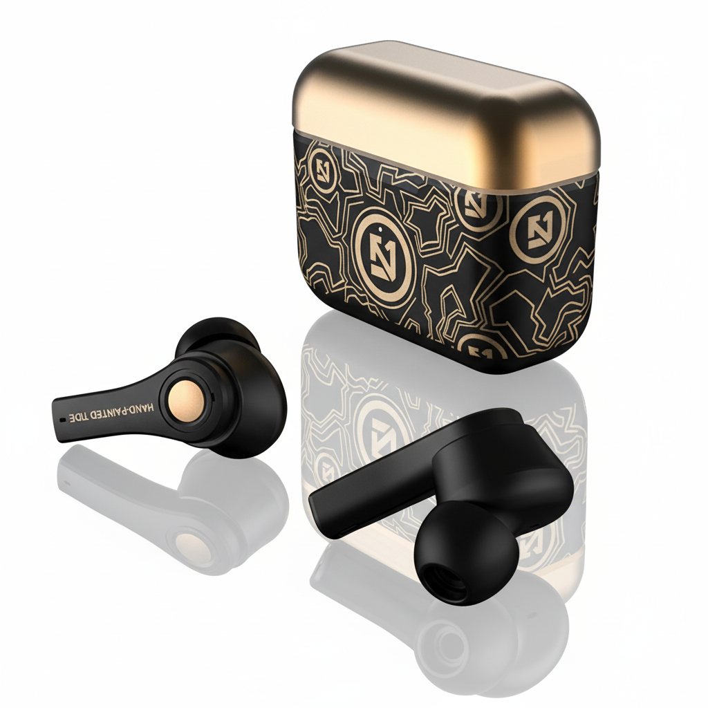TS-100 HiFi Stereo Bass In-Ear Headphone Wireless 5.0 TWS Graffiti Earbuds LED Battery Indicator Wireless Headphone