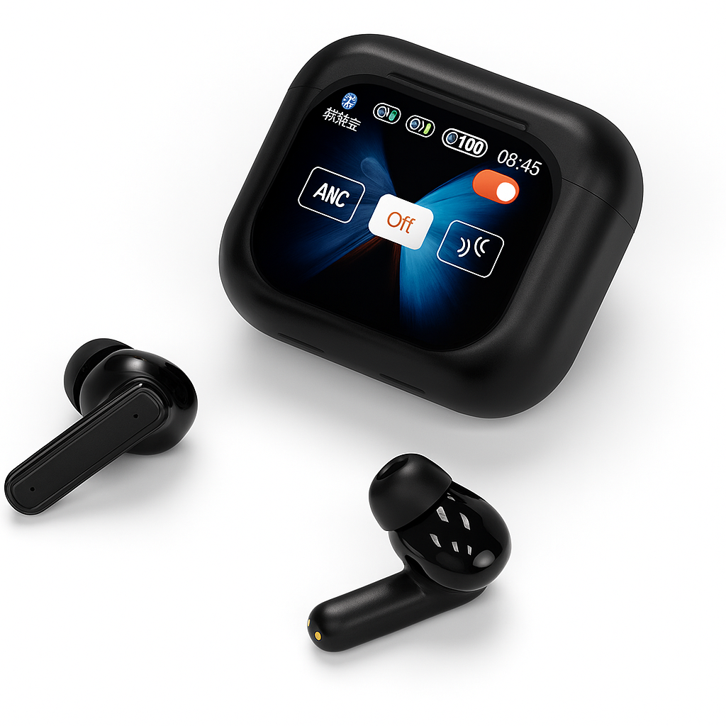 Wireless Headphone Bluetooth Touch Screen Display Multi Function Mode ENC Function BT 5.3 Noise Cancelling Earphone