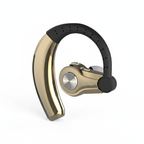 Gold and black Bluetooth earbud on a white background