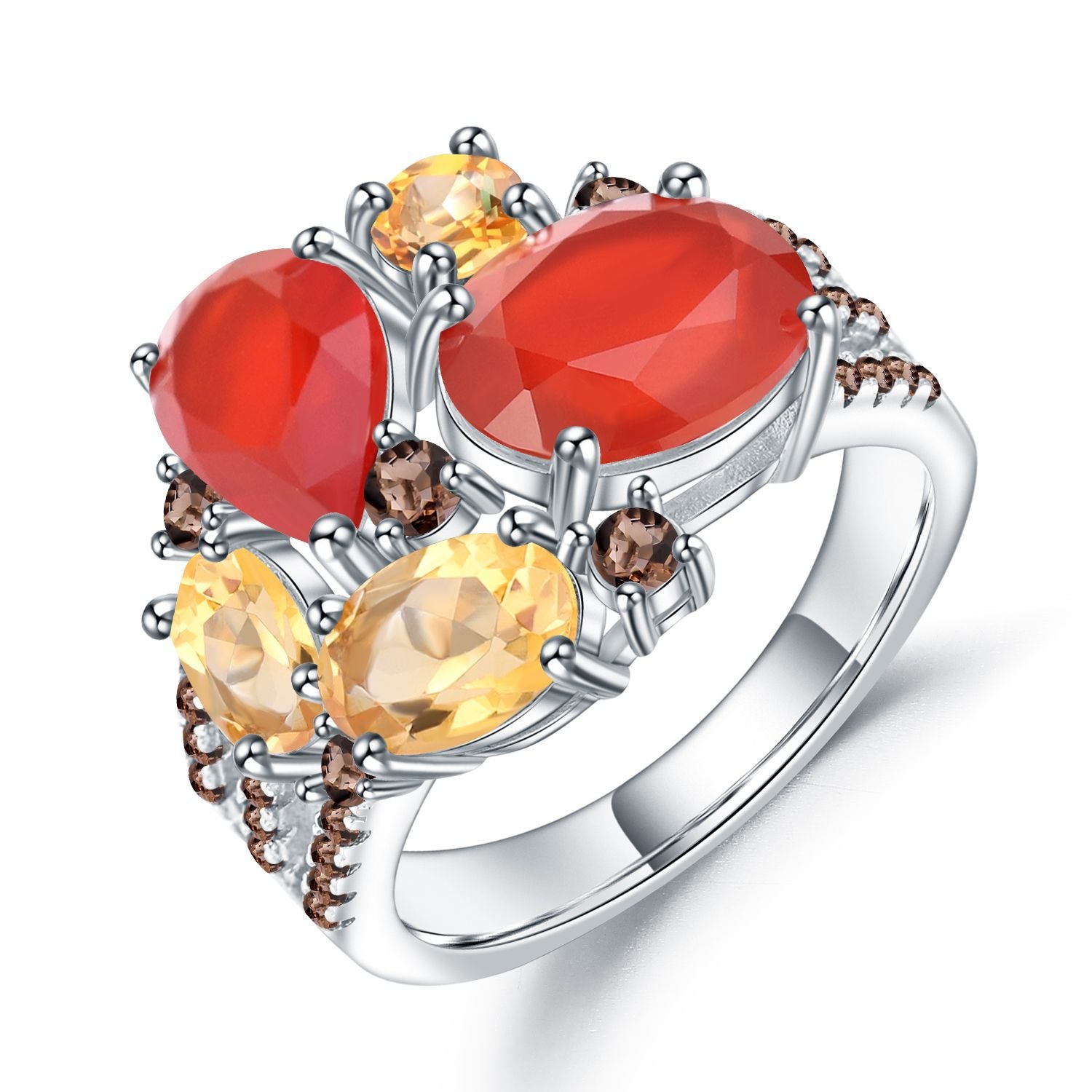 Women's Caibao Ring Luxury Trendy Style Natural Topaz Amethyst Rings 925 Sterling Silver Engagement Women Ring