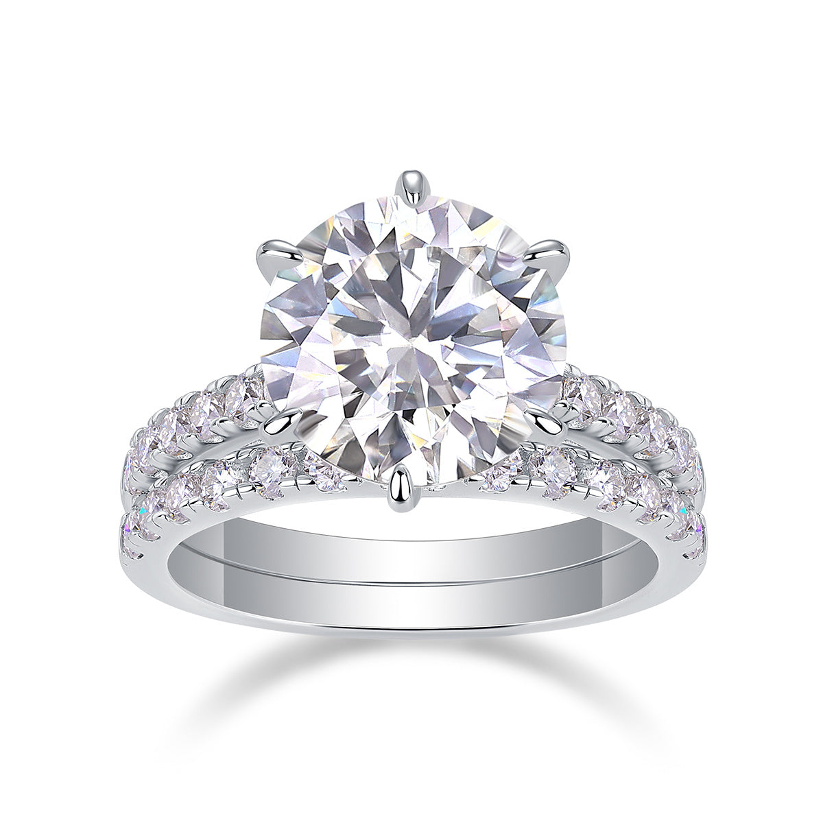 Women's Luxury Ring Moissanite Large Diamond Rings S925 Sterling Silver Rings 18K White Gold Plated Engagement Ring - Acquisti Online