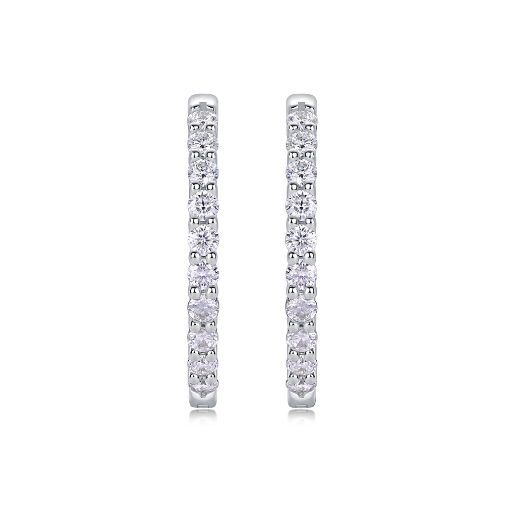 Women Luxury Earring Moissanite Hoop Earrings 925 Sterling Silver 18K Gold Plated Double Row Sparkling Jewelry for Women