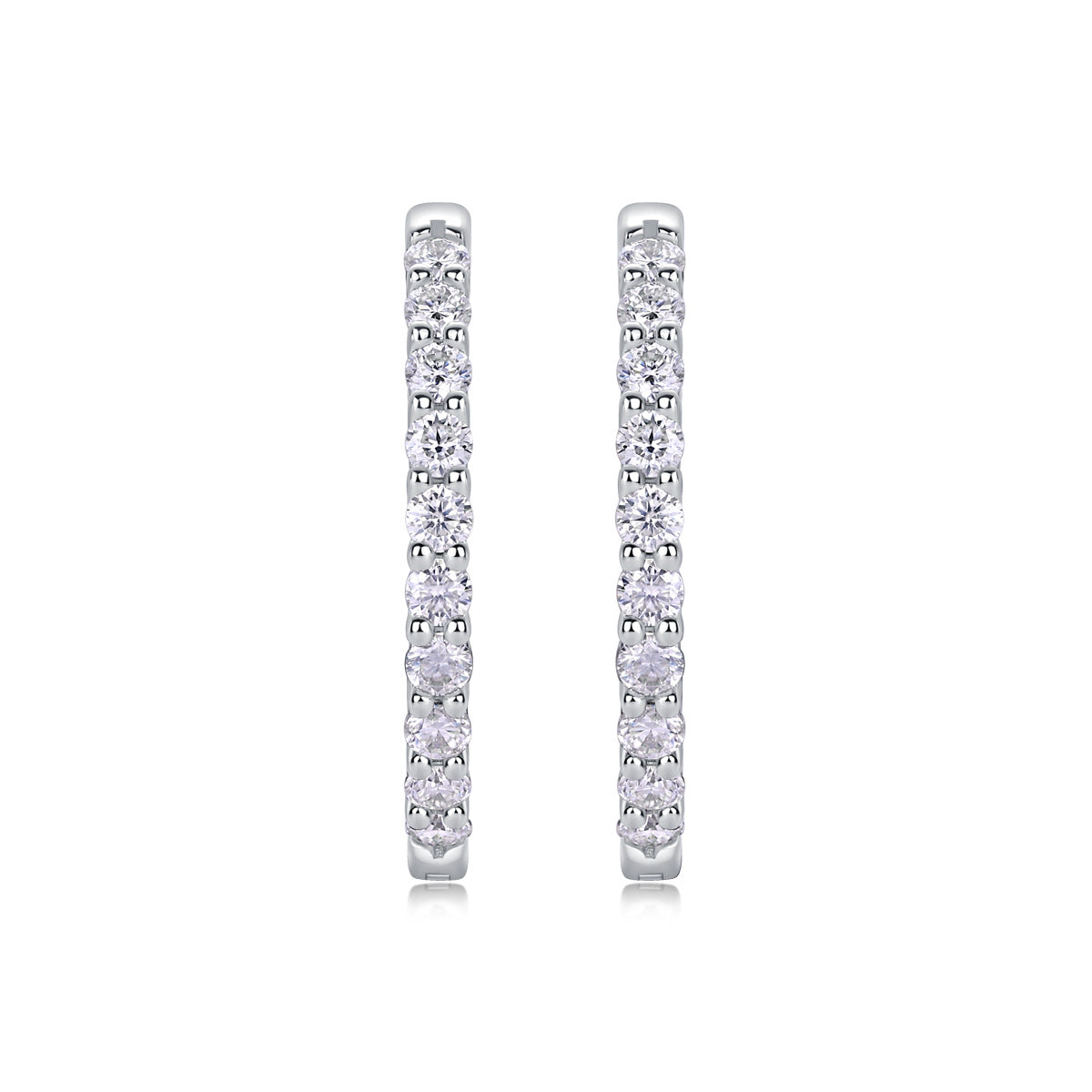 Women Luxury Earring Moissanite Hoop Earrings 925 Sterling Silver 18K Gold Plated Double Row Sparkling Jewelry for Women