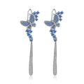 Women's Fashion Earring Abiding Long Drop Earrings 925 Sterling Sliver Vintage Butterfly Earrings Fashion Women's Earring