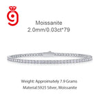 Women's Luxury Fashion Bracelet 925 Sterling Silver Moissanite Sparkling Round Brilliant Cut Moissanite Stones Bracelet
