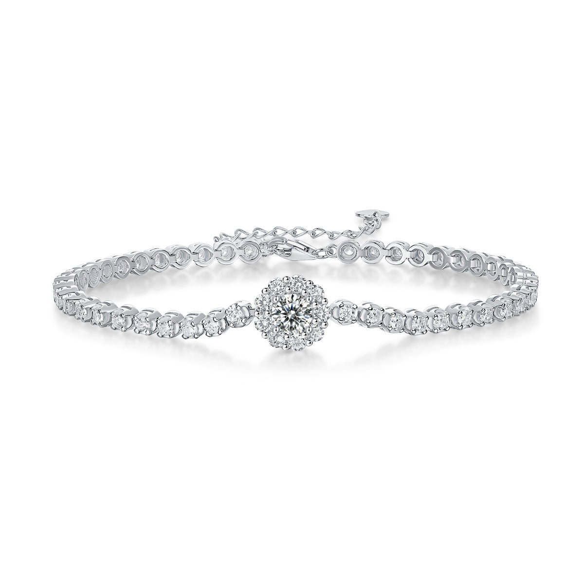 Women Luxury Bracelet Moissanite Diamond 925 Sterling Silver Sparkling Flower Shape Hip Hop Iced Out Women Bracelet
