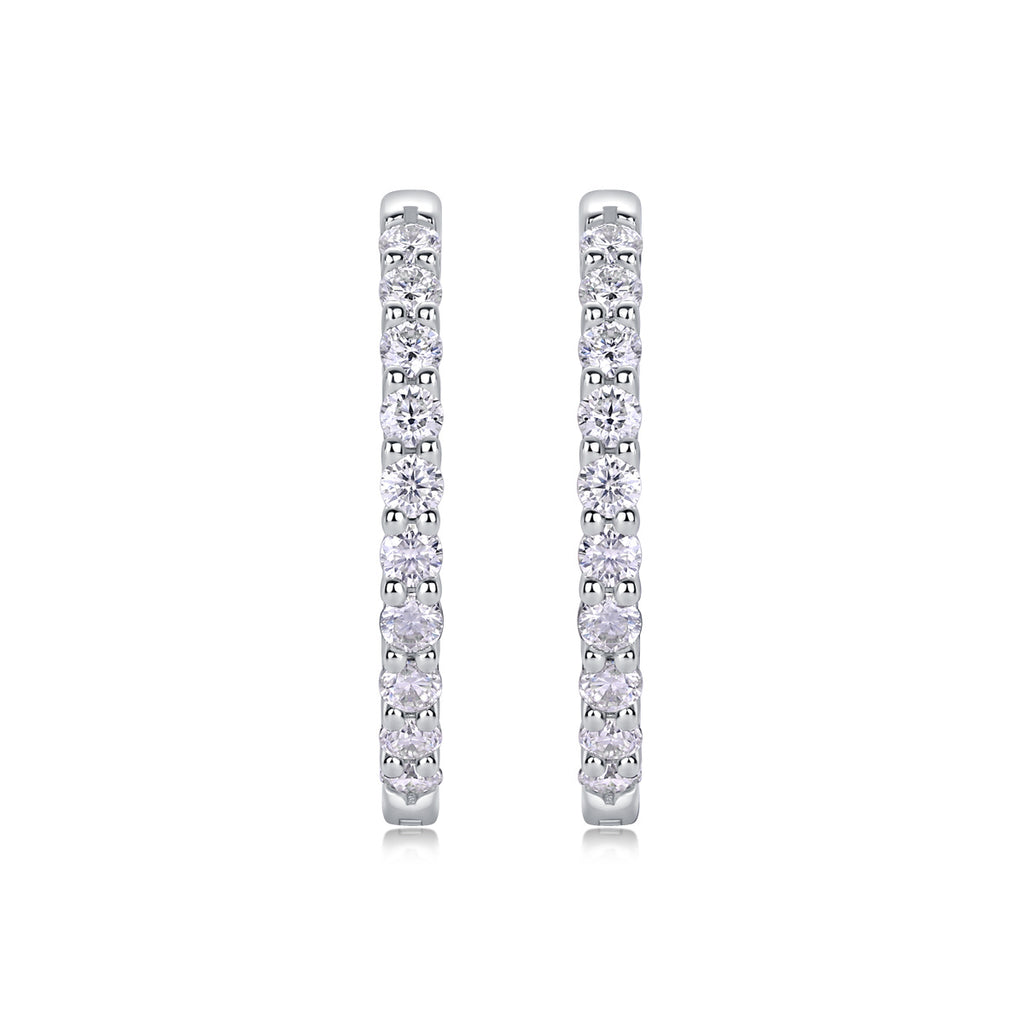 Women Luxury Earring Moissanite Hoop Earrings 925 Sterling Silver 18K Gold Plated Double Row Sparkling Jewelry for Women